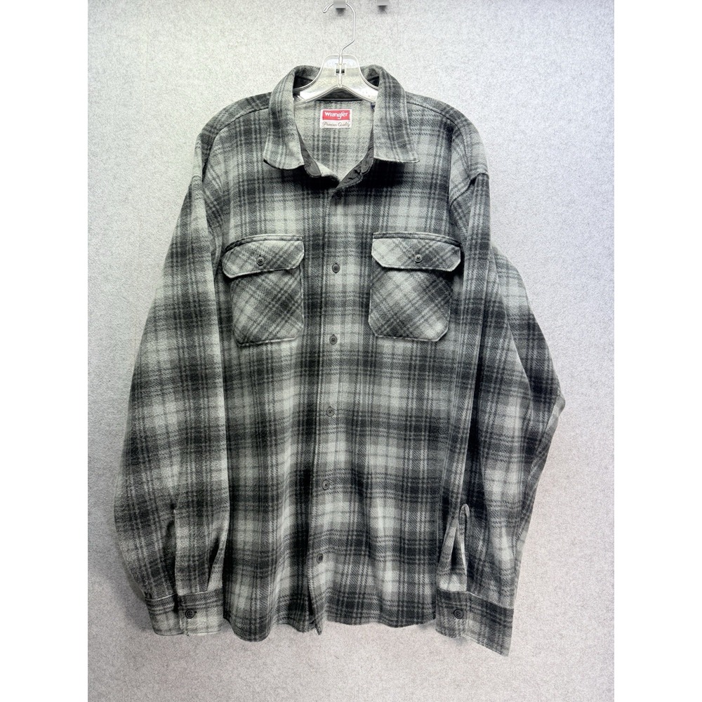 VTG Wrangler Men's Fleece Button Down Gray/Blk Size XL